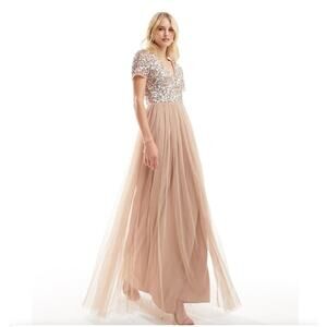 Maya Sequin Top Blush Wedding Dress